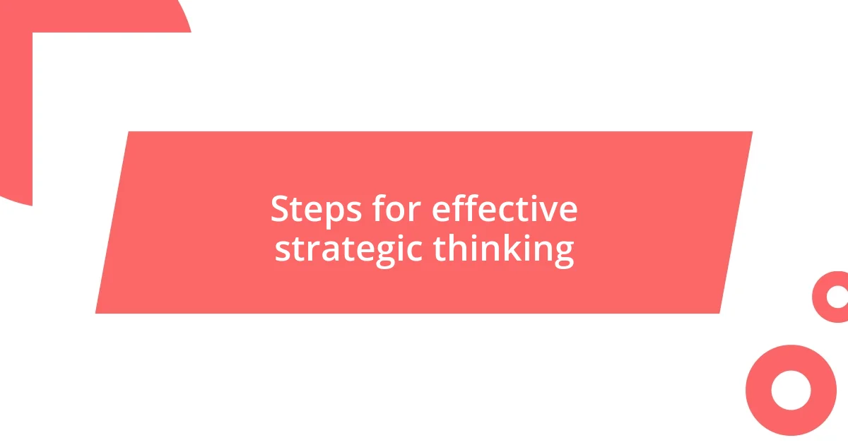 Steps for effective strategic thinking